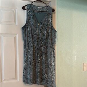 Blue Sleeveless Dress with Pattern